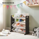 Songmics Çocuk Odası Rafı, Oyuncak Düzenleyici, Çocuklar için Ayakta Raf, Pp Plastikten Yapılmış 12 Saklama Kutusu, Çocuk Odası, Okul, Kreş, 86 X 26.5 X 78 cm, Koyu Gri-Beyaz Gkr04Gy
