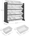 Songmics Çocuk Odası Rafı, Oyuncak Düzenleyici, Çocuklar için Ayakta Raf, Pp Plastikten Yapılmış 12 Saklama Kutusu, Çocuk Odası, Okul, Kreş, 86 X 26.5 X 78 cm, Koyu Gri-Beyaz Gkr04Gy
