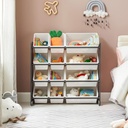 Songmics Çocuk Odası Rafı, Oyuncak Düzenleyici, Çocuklar için Ayakta Raf, Pp Plastikten Yapılmış 12 Saklama Kutusu, Çocuk Odası, Okul, Kreş, 86 X 26.5 X 78 cm, Koyu Gri-Beyaz Gkr04Gy
