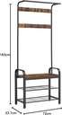 Vasagle Gardırop, Ayakkabı Tezgahı, 4'ü 1 arada tasarım, 9 Çıkarılabilir Kanca, 33.7 x 72 x 183 cm, Endüstriyel Tasarım, Vintage Kahverengi - Siyah HSR40BB