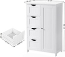 Vasagle Banyo Dolabı, Dar Banyo Dolabı, Yan Dolap, Çekmeceli Göğüs, 4 Çekmece, Dolap Kapısı, Ayarlanabilir Raf, Beyaz LHC41W