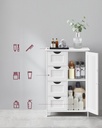 Vasagle Banyo Dolabı, Dar Banyo Dolabı, Yan Dolap, Çekmeceli Göğüs, 4 Çekmece, Dolap Kapısı, Ayarlanabilir Raf, Beyaz LHC41W