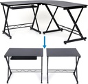 SONGMICS Lcd402B Ev, Ofis İçin Bilgisayar Masası, 150 x 138 x 75 cm, Siyah