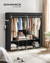 SONGMICS Kumaş Dolap, Elbise Dolabı, 45 x 170 x 167 cm, 4 Askılı Bölmeli, 4 Yan Cepli, Yatak Odası, Oturma Odası için Geniş Alan, Siyah RYG094B0222