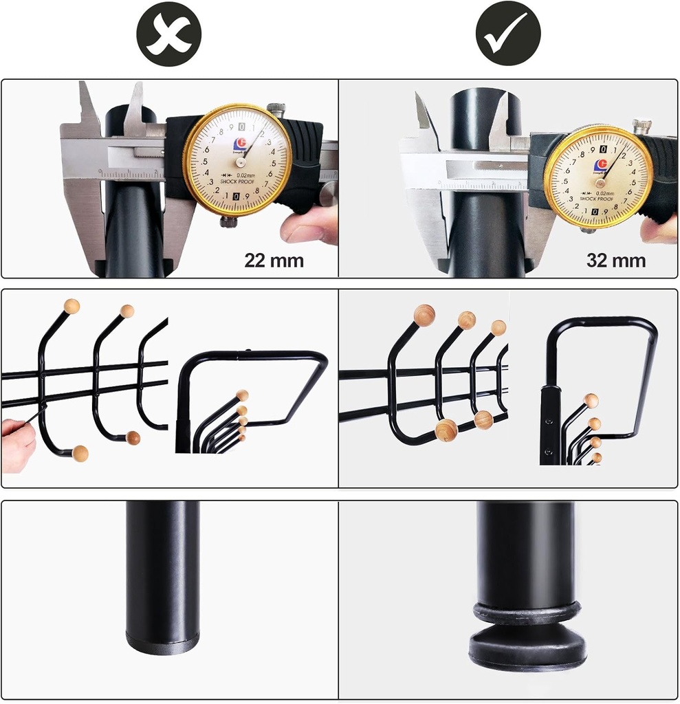 SONGMICS Hsr04W Gardırop, Elbise Standı, Boru Çapı 32 Mm, 3 Ayakkabı Raflı, 18 Metal Kancalı, Beyaz