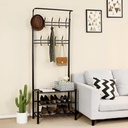 SONGMICS Hsr04B Portmanto, 18 Askılı 3 Ayakkabı Raflı, Metal, Siyah, 68,8 x 35,2 x 187 cm