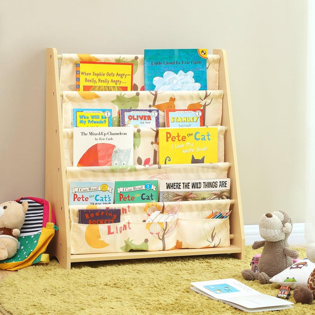 Songmics Çocuklar Için 4 Katmanlı Kitaplık, Kitaplar Için Depolama Rafı, Okul Malzemeleri, Çocuk Odası veya Anaokulu Için, Renkli, Akçaağaç, Gkr71Yl