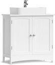 Vasagle 2 Kapılı Lavabo Dolabı, Banyo Dolabı, Ayarlanabilir Raflar, Bol Depolama Alanı, 60 X 30 X 60 Cm, Beyaz Bbc01Wt