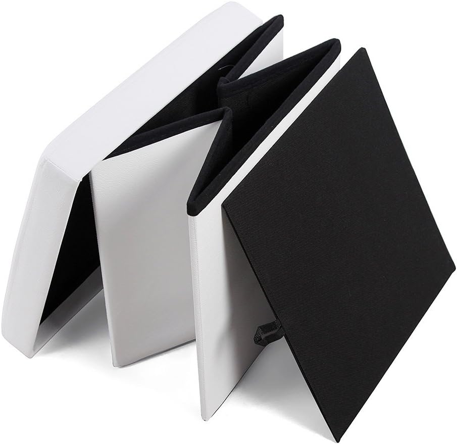 SONGMICS Depolama Alanlı Tabure, 300 kg'a Kadar Dayanıklı, Beyaz, 38 x 38 x 38 cm, LSF103