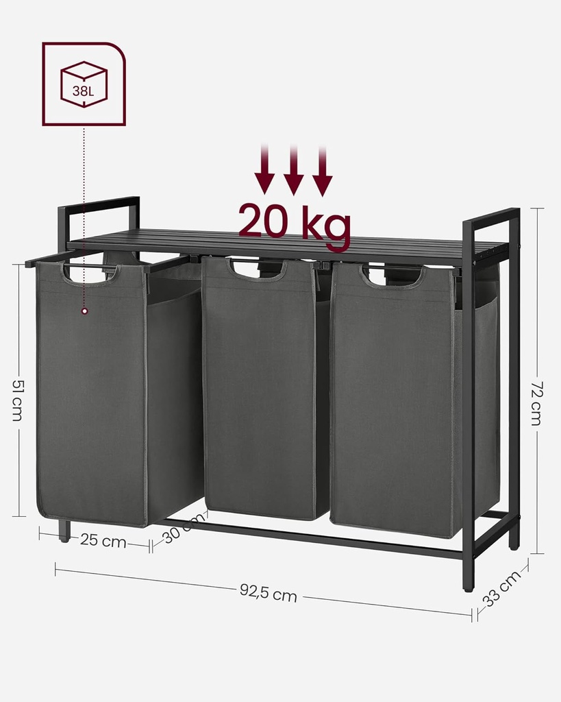 SONGMICS Depolama Alanlı Tabure, 300 kg'a Kadar Dayanıklı, Beyaz, 38 x 38 x 38 cm, LSF103