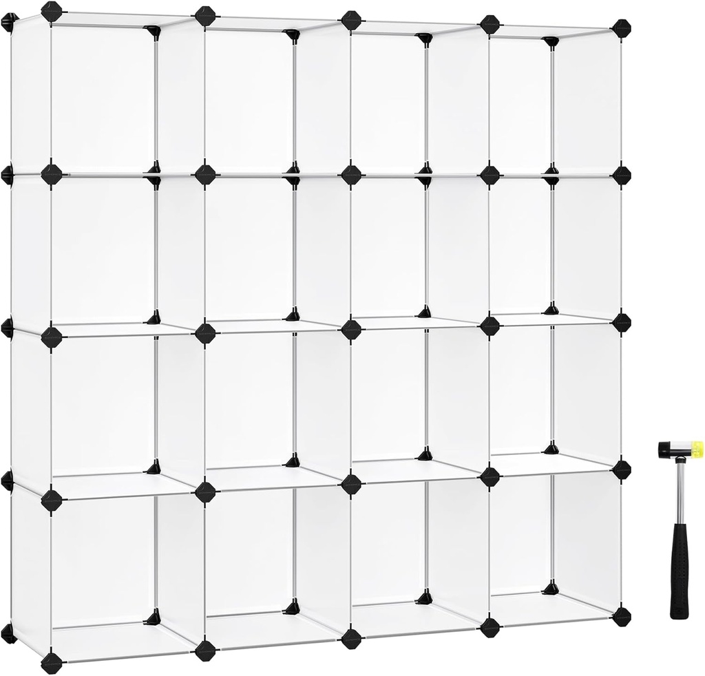 Songmics Ayakkabı Rafı 15 Küp, Plastik Raf, 153 x 31 x 153 cm, Beyaz LPC44L