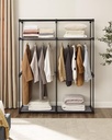SONGMICS RYG02GY elbise dolabı, 2 elbise askılı gardırop, kıyafet muhafazası, kumaş dolap, elbise askısı, katlanabilir, giyinme odası, yatak odası, 43 x 140 x 174 cm, gri