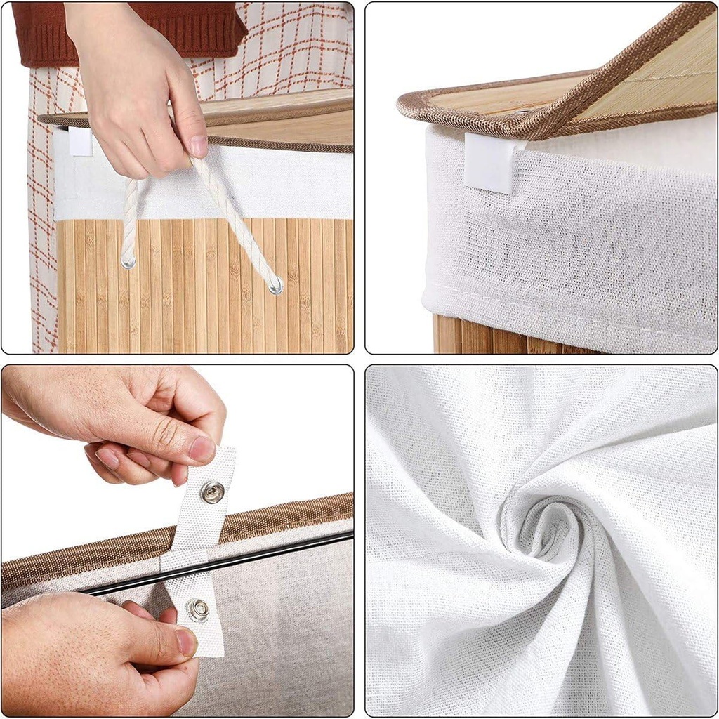 SONGMICS çamaşır sepeti, çamaşır toplayıcı, bambudan yapılmış, kulplu çamaşır sandığı, LCB091N01