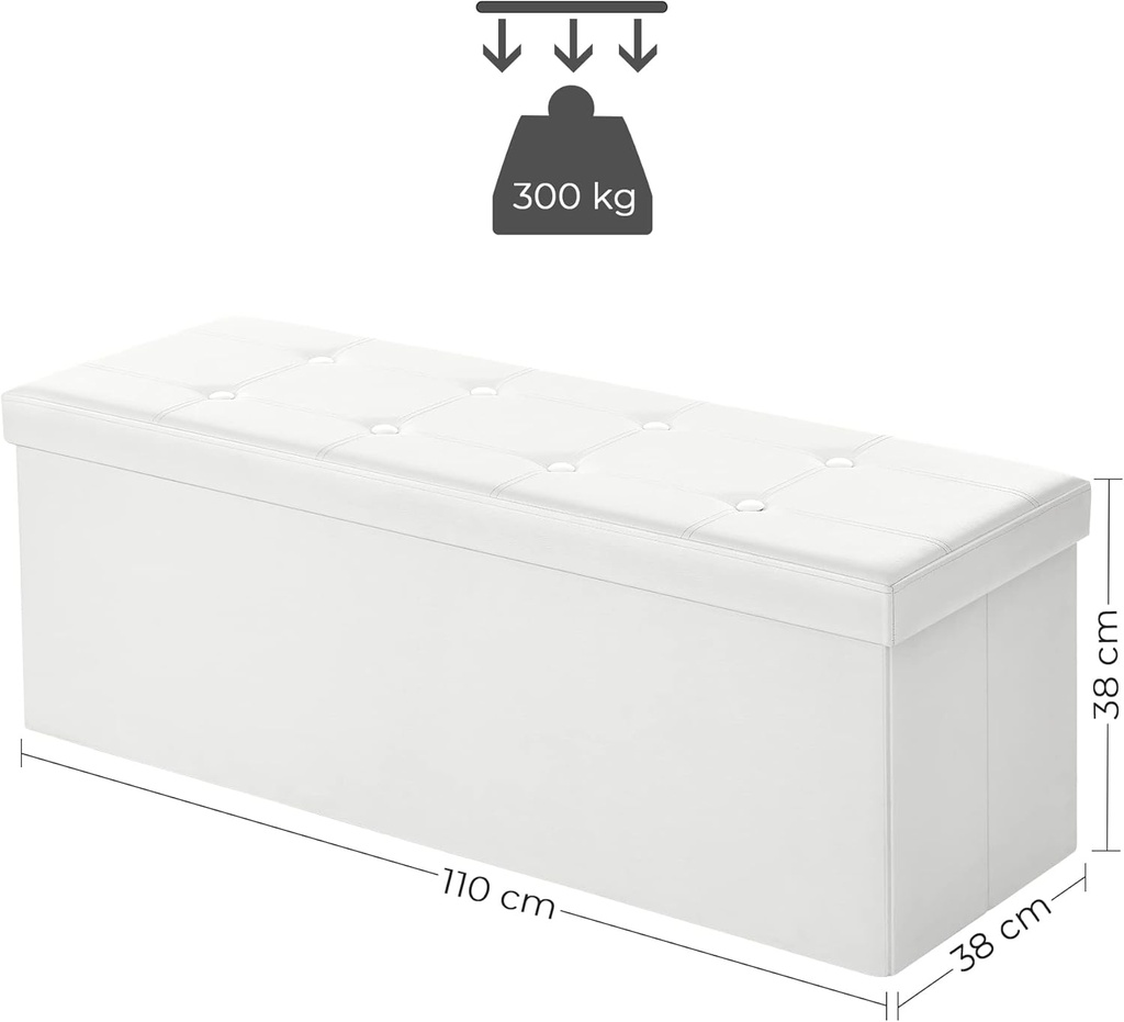 Songmics Tabure, Saklama Alanı, Sandık, Saklama Kutusu, Katlanabilir, Maks. Statik Yük 300 Kg, Bölücü, 120 Litre, 38 X 110 X 38 Cm, Imitasyon Keten, Koyu Gri Lsf77K
