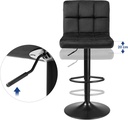 SONGMICS 2Li Set Kadife Bar Tabureleri, Yüksekliği Ayarlanabilir Döner Tabureler, Mutfak Sandalyeleri, Sırtlık ve Ayaklık, Metal Koyu Gri Ljb014G01