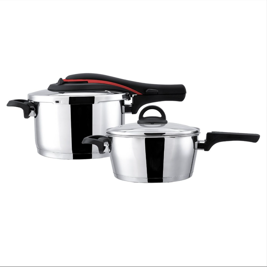 Emsan Up-line Kırmızı Klasik Paslanmaz Çelik Düdüklü Tencere Seti 4+6 Litre