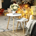 SONGMICS Yan Sehpa Seti, Yuvarlak, 2 Modern Kanepe Sehpası, Minimalist, Iskandinav Tarzı, Masif Ahşap Ayaklar, Oturma Odası ve Balkon İçin Sehpa Kombinasyonu, Çam Let07Wn