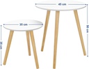 SONGMICS Yan Sehpa Seti, Yuvarlak, 2 Modern Kanepe Sehpası, Minimalist, Iskandinav Tarzı, Masif Ahşap Ayaklar, Oturma Odası ve Balkon İçin Sehpa Kombinasyonu, Çam Let07Wn