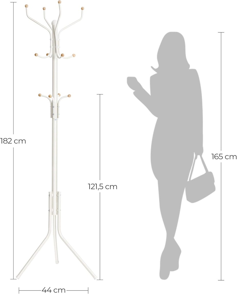 SONGMICS Askı Standı, Sağlam Metal Elbise Askısı, Gardırop Boyu Yaklaşık 182 cm, Beyaz, Rcr19W
