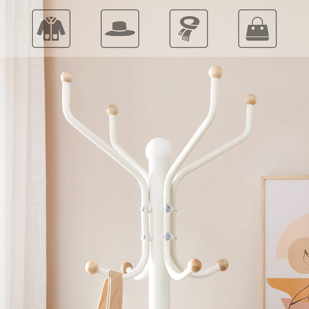 SONGMICS Askı Standı, Sağlam Metal Elbise Askısı, Gardırop Boyu Yaklaşık 182 cm, Beyaz, Rcr19W