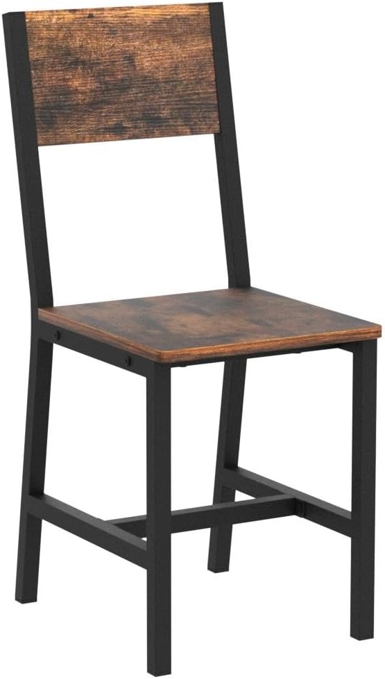 Vasagle Yemek Sandalyesi 2'li Set, Çelik Çerçeve, Endüstriyel Yemek Odası, Oturma Odası, Mutfak, Rustik Kahverengi ve Siyah Ldc092B01V1