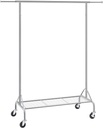 SONGMICS Metal Elbise Askısı, Ayakkabı Raflı, Tekerlekli, Ağır Yükler Taşıyabilir, 50 Kg Taşıma Kapasiteli, Uzunluk 110,5-150,5 cm, Krom Kaplama Hsr02S