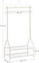 SONGMICS Klasik Tarzda Elbise Askısı, Elbise Çubuklu ve 2 Metal Raflı, 92 x 173 x 41 cm (G x Y x D), Krem Beyaz, Hsr07W