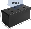 SONGMICS Tabure, 80 litre Saklama Kutusu, Sentetik Deri Kılıf, Siyah, LSF105