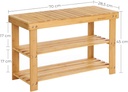SONGMICS Ayakkabı Rafı, Ayakkabı Dolabı, Oturma Banklı, Bambu, 3 Raf Zeminli, 70 x 28 x 45 cm, Koridor, Banyo, Oturma Odası ve Antre İçin Ideal Lbs04N