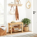 SONGMICS Ayakkabı Rafı, Ayakkabı Dolabı, Oturma Banklı, Bambu, 3 Raf Zeminli, 70 x 28 x 45 cm, Koridor, Banyo, Oturma Odası ve Antre İçin Ideal Lbs04N