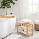 SONGMICS Ayakkabı Rafı, Ayakkabı Dolabı, Oturma Banklı, Bambu, 3 Raf Zeminli, 70 x 28 x 45 cm, Koridor, Banyo, Oturma Odası ve Antre İçin Ideal Lbs04N