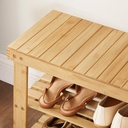 SONGMICS Ayakkabı Rafı, Ayakkabı Dolabı, Oturma Banklı, Bambu, 3 Raf Zeminli, 70 x 28 x 45 cm, Koridor, Banyo, Oturma Odası ve Antre İçin Ideal Lbs04N