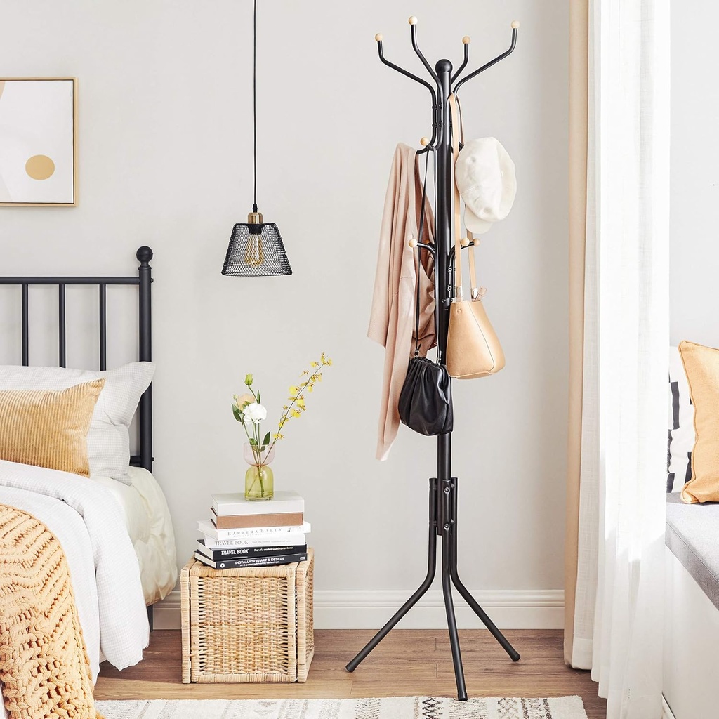 SONGMICS Askı Standı, Sağlam Metal Elbise Askısı, Gardırop Boyu Yaklaşık 182 cm, Siyah, Rcr19B
