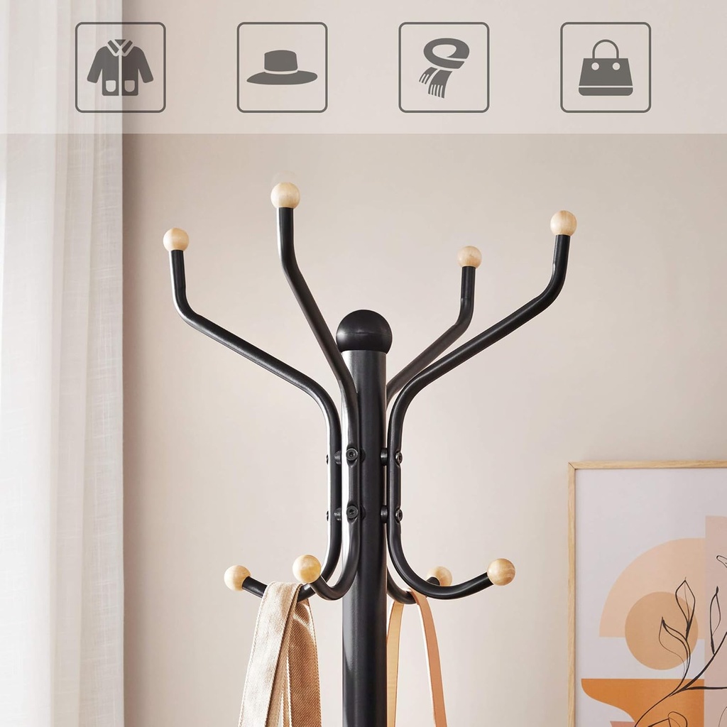 SONGMICS Askı Standı, Sağlam Metal Elbise Askısı, Gardırop Boyu Yaklaşık 182 cm, Siyah, Rcr19B