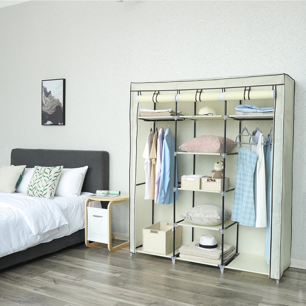 SONGMICS Katlanır Kumaş Elbise Dolabı, 175x150x45 CM, Siyah RYG12B