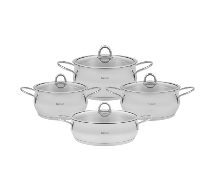 Hisar Mercury İdeal 8 Parça Çelik Tencere Seti