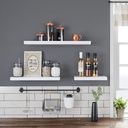 VASAGLE duvar rafı, kitaplar, resimler, dekorasyon, yüzer raf, 80 x 20 x 3,8 cm, ofis rafı, MDF, oturma odası, mutfak, koridor, yatak odası, banyo için duvar panosu, beyaz LWS28WT