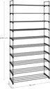 SONGMICS 10 Seviyeli Ayakkabı Rafı, 50 Çifte Kadar Metal Ayakkabı Saklama Yeri, Oturma Odası, Koridor ve Giyinme Odası İçin Ayakkabı Düzenleyici, 92 x 30 x 194 cm, Siyah Lsa10Bk