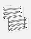 SONGMICS 3 Katlı Ayakkabı Rafı, Ayakkabı Saklama Düzenleyici, 2'li Set, Metal Saklama Rafı, 30 x 92 x 54 cm, Siyah Lsa06Bk