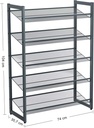 SONGMICS 5 Katlı Ayakkabı Rafı, Genişleyen Metal Ayakkabı Rafı Ayarlanabilir Ayakkabı Rafı 15-20 Çift Ayakkabı, Kısa Bot, Topuklular İçin Uygun, 74x104x307cm Koyu Gri Lmr005Gb