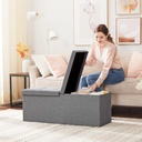 Songmics Depolama Alanlı Tabure, 110 x 38 x 38 cm, 300 kg'a Kadar Dayanıklı, Açık Gri LSF71G