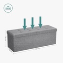 Songmics Depolama Alanlı Tabure, 110 x 38 x 38 cm, 300 kg'a Kadar Dayanıklı, Açık Gri LSF71G