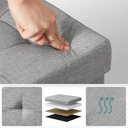 Songmics Depolama Alanlı Tabure, 110 x 38 x 38 cm, 300 kg'a Kadar Dayanıklı, Açık Gri LSF71G