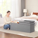 Songmics Depolama Alanlı Tabure, 110 x 38 x 38 cm, 300 kg'a Kadar Dayanıklı, Açık Gri LSF71G