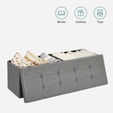 Songmics Depolama Alanlı Tabure, 110 x 38 x 38 cm, 300 kg'a Kadar Dayanıklı, Açık Gri LSF71G
