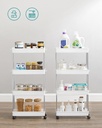 SONGMICS 4 Tier Plastic Mobile Shelf, Slim Space Saving Organizer, for Small Spaces, Kitchen, Bathroom, Office, 42 x 13.5 x 87 cm, White KSC08WT