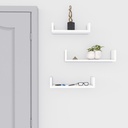 SONGMICS Duvar Rafları, 3'Lü Set, U Şeklinde Yüzer Raflar, Çok Parlak Yüzey, Yaratıcı Fikirler, Mdf'Den Yapılmış Depolama Rafı, Beyaz Lws40Wt