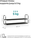 SONGMICS 2 Katlı Raf, Antre Dolabı İçin Ayakkabı Saklama Çözümü, İnce ve Yer Tasarrufu Sağlayan, Metal Çerçeve, Dokuma Olmayan Kumaş Raflar, Siyah Lsh052B01