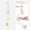 SONGMICS Duş Rafı, 85 – 305 cm Yüksekliği Ayarlanabilir, 4 Tepsili Banyo Rafı, Duş Köşesi, Delme Gerektirmez, Beyaz Bcb001A