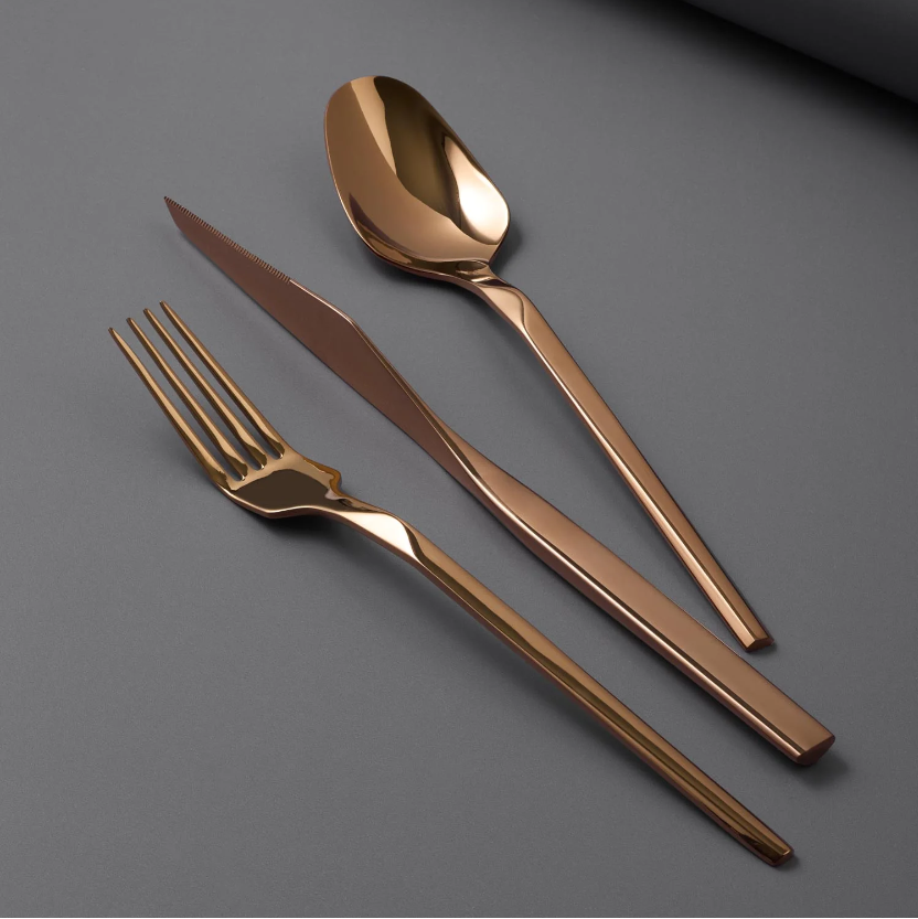 Jumbo 5100 Quartz Titanyum Bronz 12 Kişilik 84 Parça Çatal Kaşık Bıçak Seti